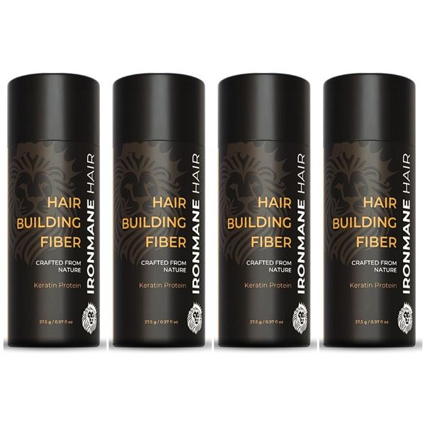 4 Bottles of Ironmane Hair Building Fibers for Thinning Hair (27.5g) Black - New Sealed