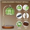 Image 2 : Electric Candle Warmer Lamp w/ Glass Shade & Walnut Wood Base, 2x Bulbs Included, Adjustable Height