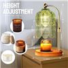 Image 7 : Electric Candle Warmer Lamp w/ Glass Shade & Walnut Wood Base, 2x Bulbs Included, Adjustable Height