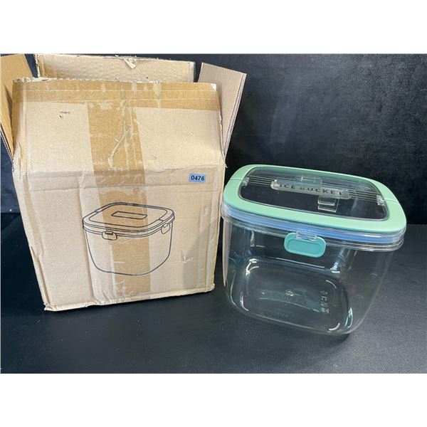 Clear Plastic Ice Bucket/Portable Beverage Tub with Airtight Lid & Handle - New