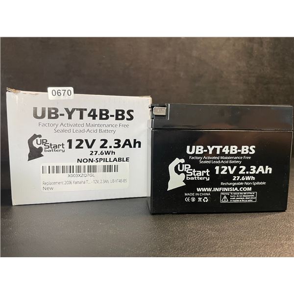 Upstart Factory Activated 12V 2.3Ah Sealed Lead-Acid Battery/Motorcycle Battery - Brand New!