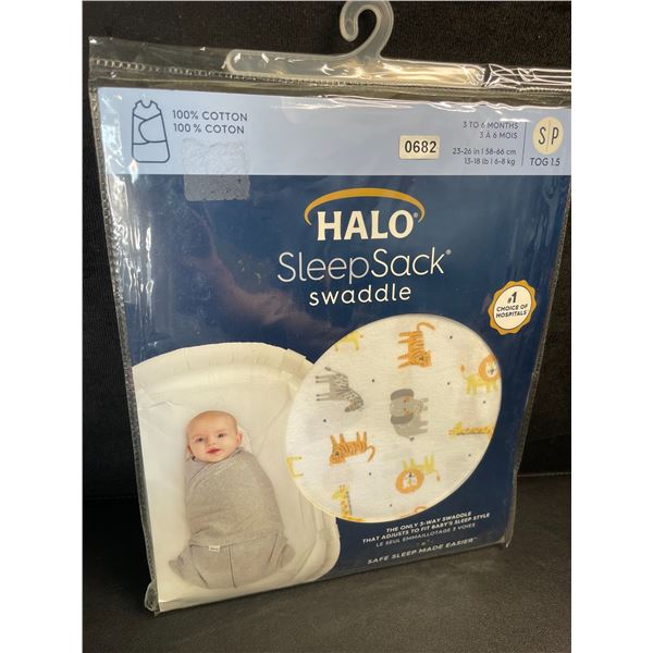 HALO SleepSack Baby Swaddle (Size S - Fits 3-6 Months) Jungle Animal Design - TOG 1.5 - Brand New!