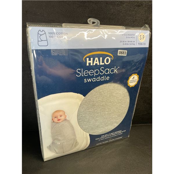 HALO SleepSack Baby Swaddle (Size S - Fits 3-6 Months) Grey - TOG 1.5 - Brand New!