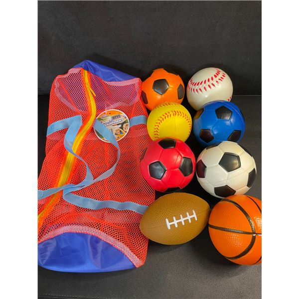 Set of 8 Mini Sports Balls/Soft Foam Play Balls with Carrying Bag - Great for Kids/Toddlers - New