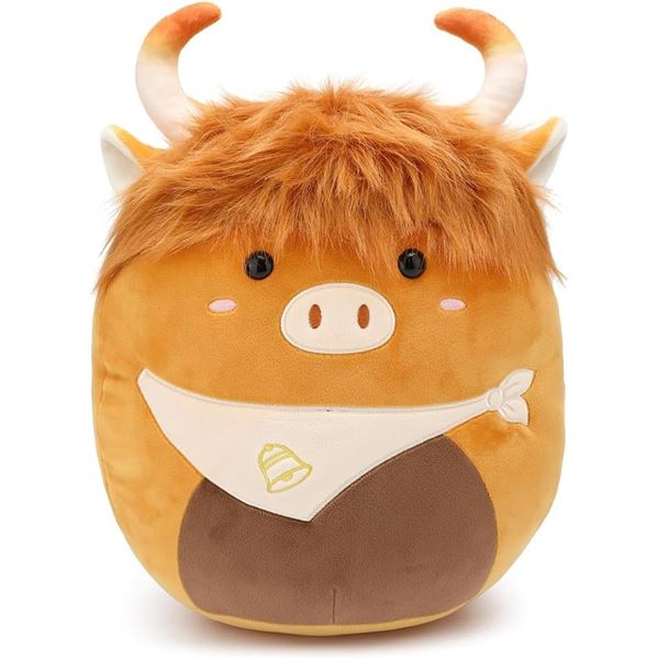 12" Highland Cow Squishmallow-Style Ultra-Soft Stuffed Plush Animal/Stuffy Toy - New Sealed