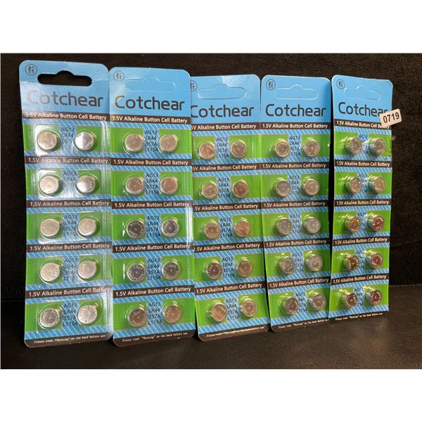 5 Packs of LR44 1.5V Alkaline Button Cell Batteries (10pcs Per Pack) - New Sealed!