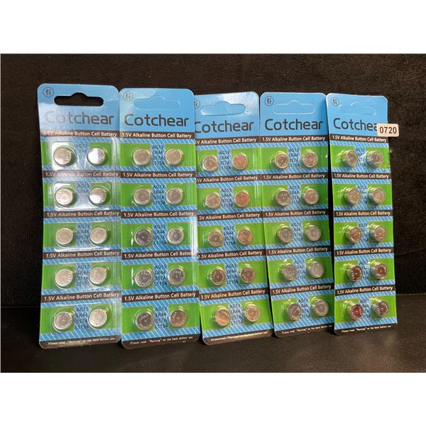 5 Packs of LR44 1.5V Alkaline Button Cell Batteries (10pcs Per Pack) - New Sealed!