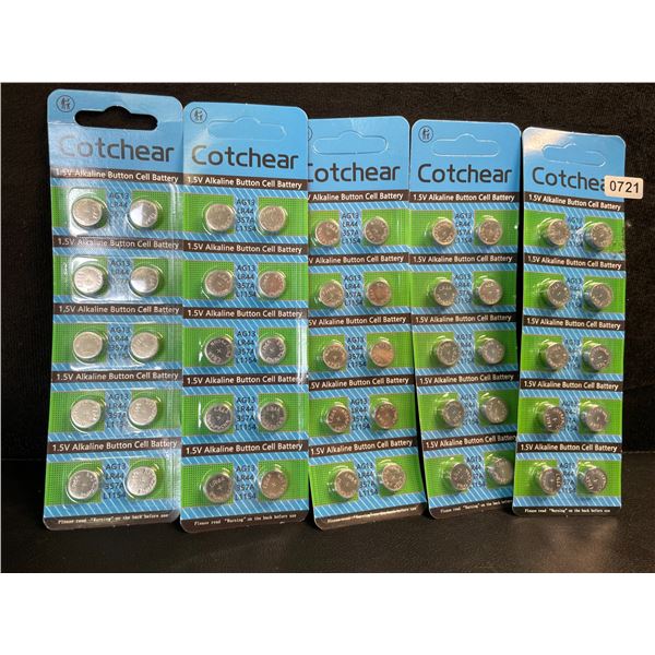5 Packs of LR44 1.5V Alkaline Button Cell Batteries (10pcs Per Pack) - New Sealed!
