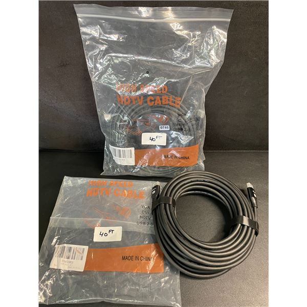 Lot of 2 High-Speed 4K UHD 40FT-Long HDMI Cords - Brand New
