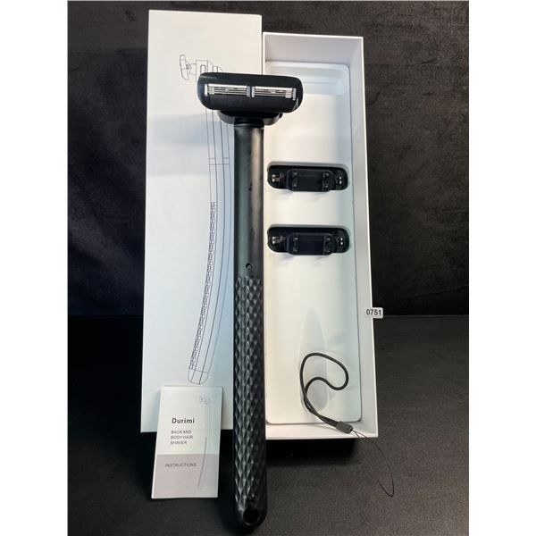 Durimi Ergonomic Long-Handle (12") Back & Body Shaver; Effortless Shaver for Wet/Dry Shaving - New