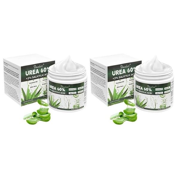 2 Boxes of Danliss 60% Urea Cream with 2% Salicylic Acid (180g) Max Strength for Dry/Cracked Skin