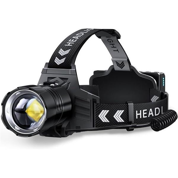 LED Rechargeable Headlamp; Super Bright/High Lumens, Zoomable, IPX7 Waterproof; 12 Modes - NEW