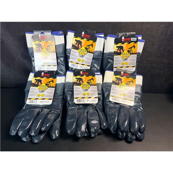 6 Pairs of Watson Gloves XL Tough as Nails with Heavy Duty Nitrile Coating Puncture Resistant - New