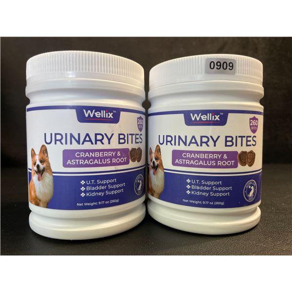 2 Tubs of Wellix Urinary Bites for Dogs (260g) U.T/Bladder/Kidney Support Supplements - New