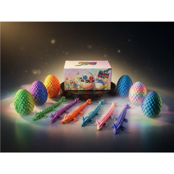 6-Pack of 3D Printed Dragon Eggs with Dragon Inside - Assorted Colours - Brand New