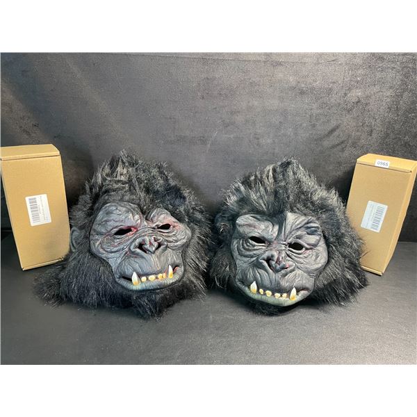 Lot of 2 Animal Gorilla Head Masks/Realistic Gorilla Face Masks for Adults - New