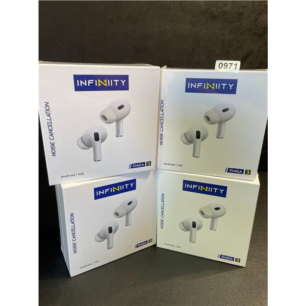 4 Pairs of Infinity SUR 3 Bluetooth Earbuds/Headphones - HiFi Sound/Comfortable Fit - New Sealed