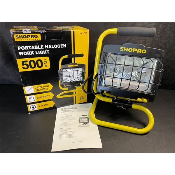 Shopro Professional 500W Portable Halogen Work Light - Heavy-Duty Work Light for Outdoors/Indoors