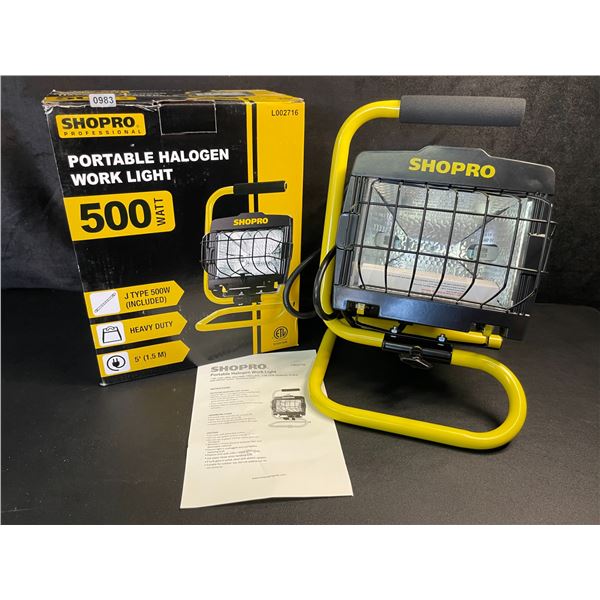 Shopro Professional 500W Portable Halogen Work Light - Heavy-Duty Work Light for Outdoors/Indoors