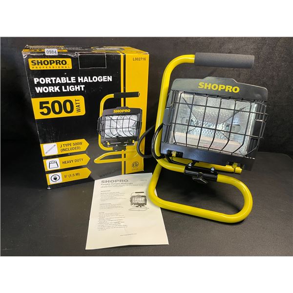 Shopro Professional 500W Portable Halogen Work Light - Heavy-Duty Work Light for Outdoors/Indoors