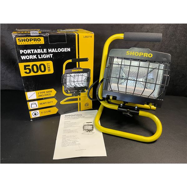 Shopro Professional 500W Portable Halogen Work Light - Heavy-Duty Work Light for Outdoors/Indoors
