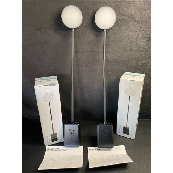 2 Ultra-Bright LED Flexible Lights with Plug and Socket & USB-C/USB-A Charging Ports (Black) New