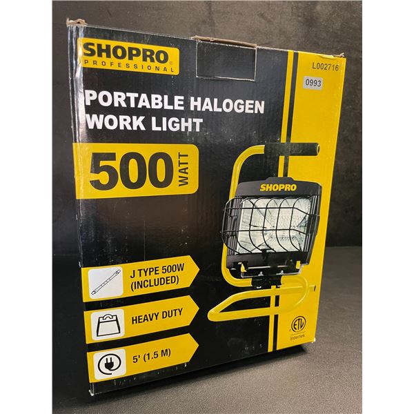 Shopro Professional 500W Portable Halogen Work Light - Heavy-Duty Work Light for Outdoors/Indoors