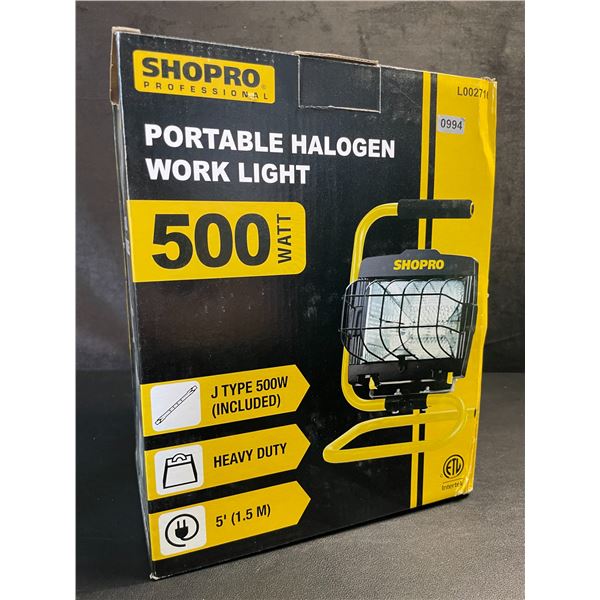 Shopro Professional 500W Portable Halogen Work Light - Heavy-Duty Work Light for Outdoors/Indoors