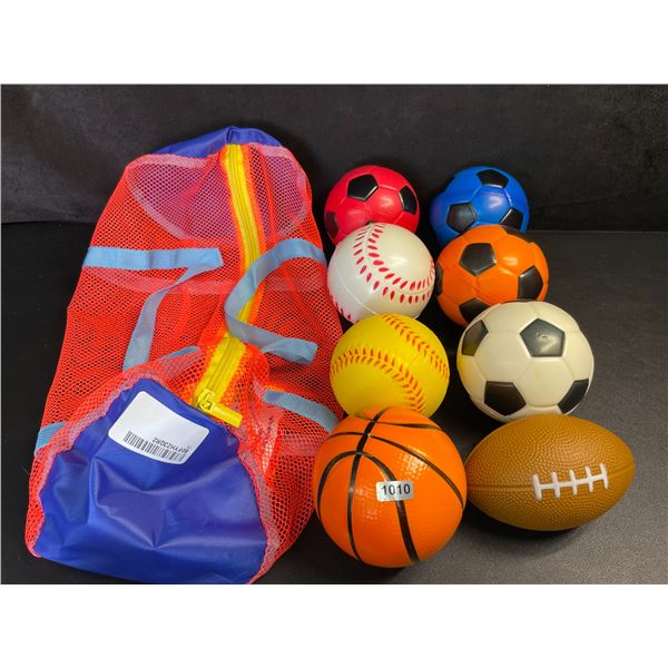 Set of 8 Mini Sports Balls/Soft Foam Play Balls with Carrying Bag - Great for Kids/Toddlers - New