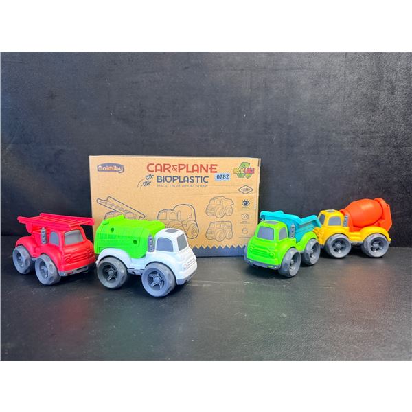 4PC Bioplastic Toy Truck Set Recyclable Made from Wheat Straw! - New