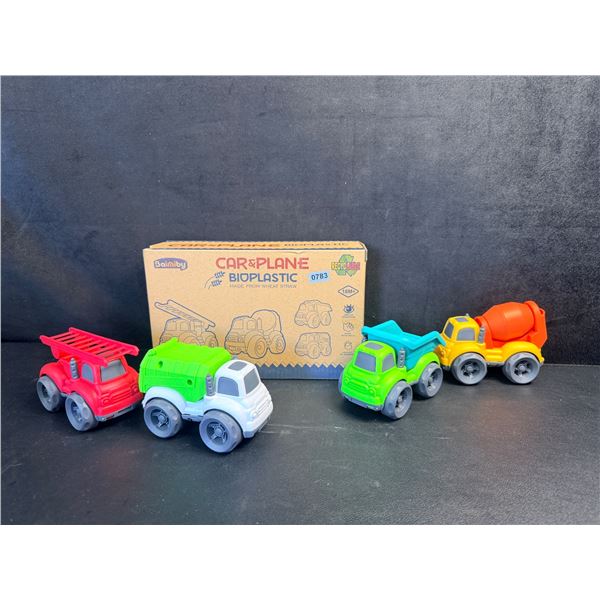 4PC Bioplastic Toy Truck Set Recyclable Made from Wheat Straw! - New