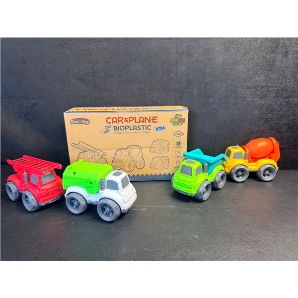4PC Bioplastic Toy Truck Set Recyclable Made from Wheat Straw! - New
