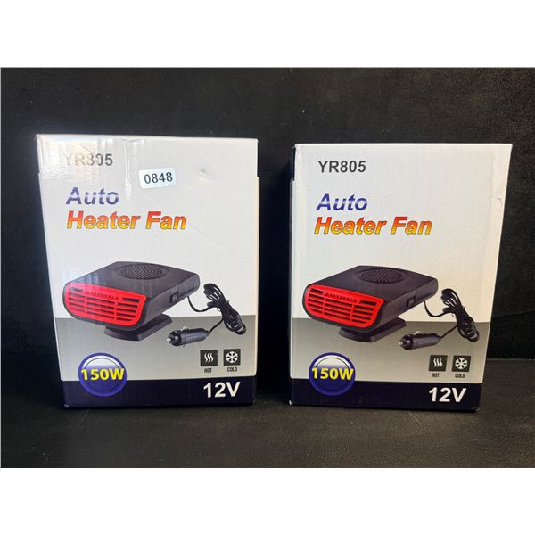 2 150Watt 12V Vehicle Heater Fans - Perfect for Fast Defogging or Melting Ice or Heat - New