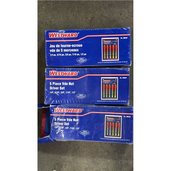 (3) *NEW* WESTWARD 5 PIECE VDE NUT DRIVER SETS: 1/4" , 5/16", 3/8", 7/16", 1/2"