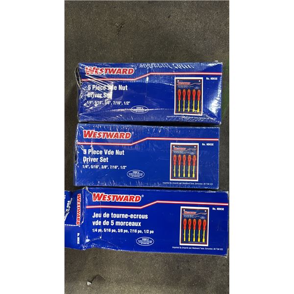 (3) *NEW* WESTWARD 5 PIECE VDE NUT DRIVER SETS: 1/4" , 5/16", 3/8", 7/16", 1/2"