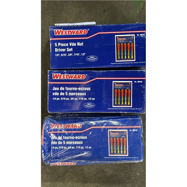 (3) *NEW* WESTWARD 5 PIECE VDE NUT DRIVER SETS: 1/4" , 5/16", 3/8", 7/16", 1/2"