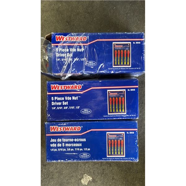 (3) *NEW* WESTWARD 5 PIECE VDE NUT DRIVER SETS: 1/4" , 5/16", 3/8", 7/16", 1/2"