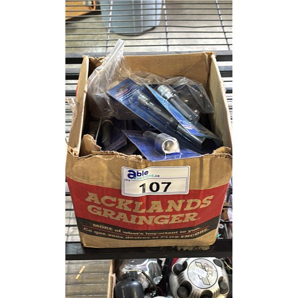 BOX OF *NEW* WESTWARD 1/4" DR. INVERTED TORXS SOCKETS, 1/2" DR. LONG HEX SOCKET BIT, 3/8" DR. 5/8"