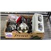 Image 1 : BOX OF ASSORTED VEHICLE FOG LIGHTS, WHEEL CENTER CAP & LUG COVERS & MORE