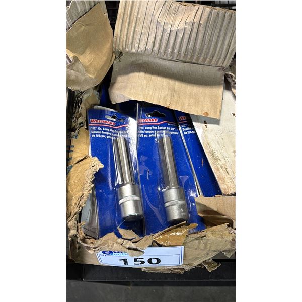 BOX OF *NEW* WESTWARD 1/2" DR. LONG HEX SOCKET BITS 5/8"