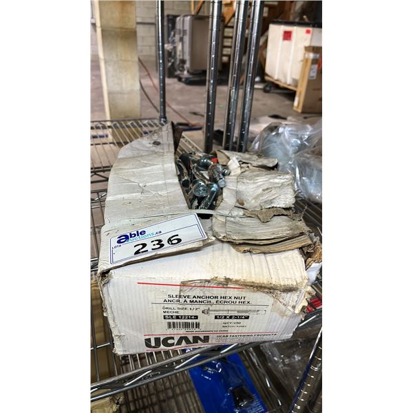 CASE OF *NEW* UCAN SLEEVE ANCHOR HEX NUTS: 1/2" X 2-1/4"