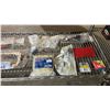 Image 3 : SHELF OF ASSORTED *NEW* ITEMS: LARGE C-CLAMP, L-WRENCH, CABLE CLAMPS, COINS WEDGES & MORE