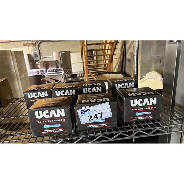 (7) BOXES OF *NEW* UCAN SLEEVE ANCHOR HEX NUTS: 1/2" X 2-1/4"