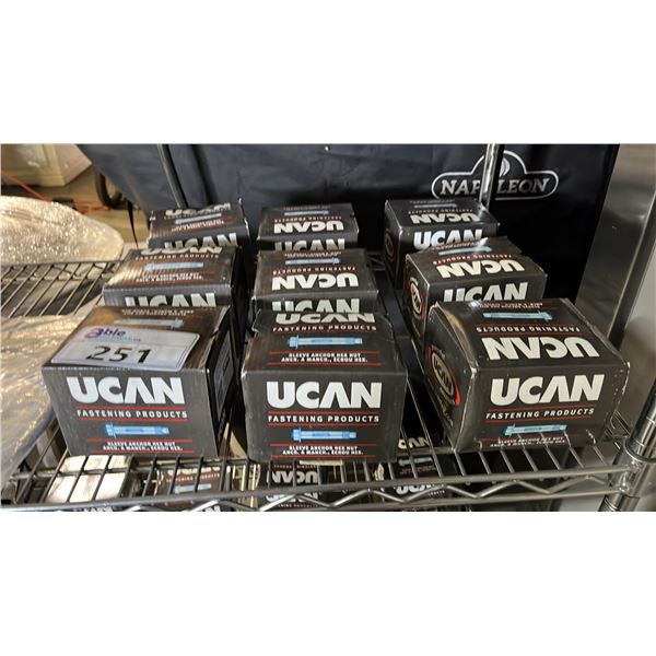 (9) BOXES OF *NEW* UCAN SLEEVE ANCHOR HEX NUTS: 1/2" X 2-1/4"