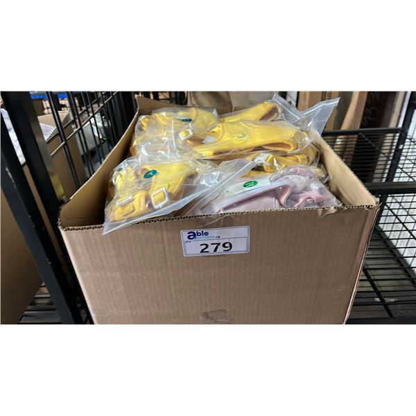 BOX OF *NEW* THE SHARPER BARKER DOG HARNESSES *ASSTD. SIZES/YELLOW OR PINK*