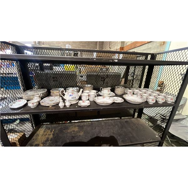 SHELF OF VINTAGE ROYAL ALBERT PETIT POINT CHINA