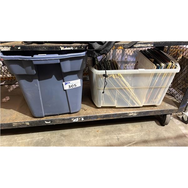 TOTE OF ASSORTED MUGS & BOX OF ASSORTED VINTAGE LP RECORDS