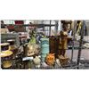 Image 3 : SHELF OF ASSTD. VINTAGE VASES, FIGURINES, GLASS BOWL OF DRIED SPONGES & MORE