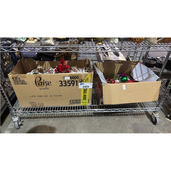 SHELF OF ASSORTED CHRISTMAS DECORATIONS