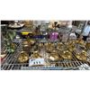 Image 3 : SHELF OF ASSTD. VINTAGE BRASS CANDLESTICKS & VASE, SHIP MODEL & MORE